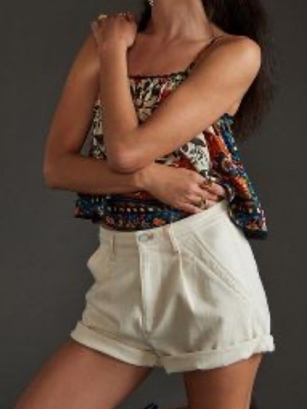 Anthropologie Pilcro Rolled Hem Shorts | Cream in 28